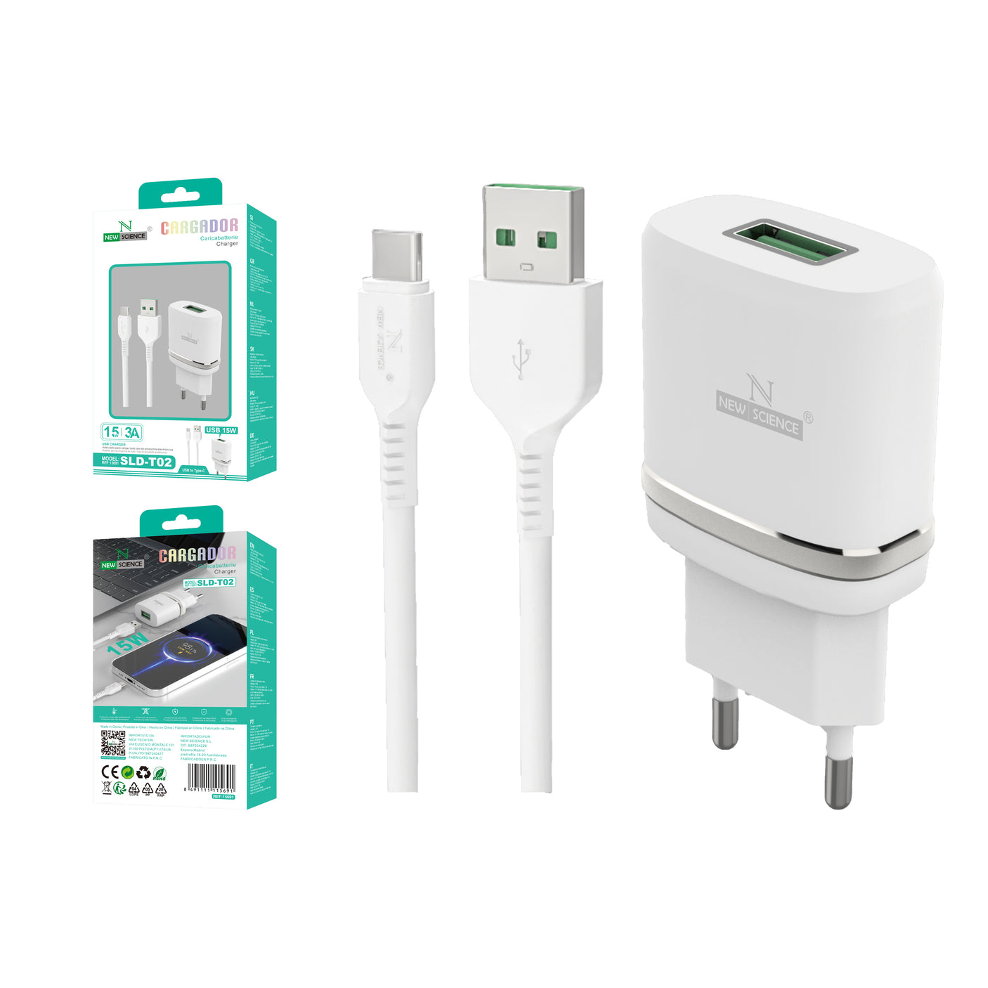 Cargador USB para Type C 3A/15W SLD-T02