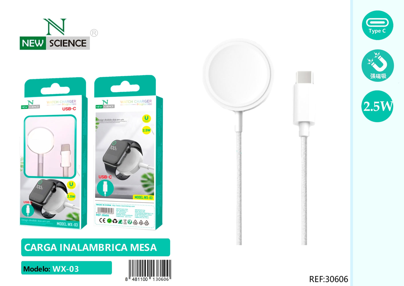 Cabo de carregamento USB-C Apple Watch WX-03