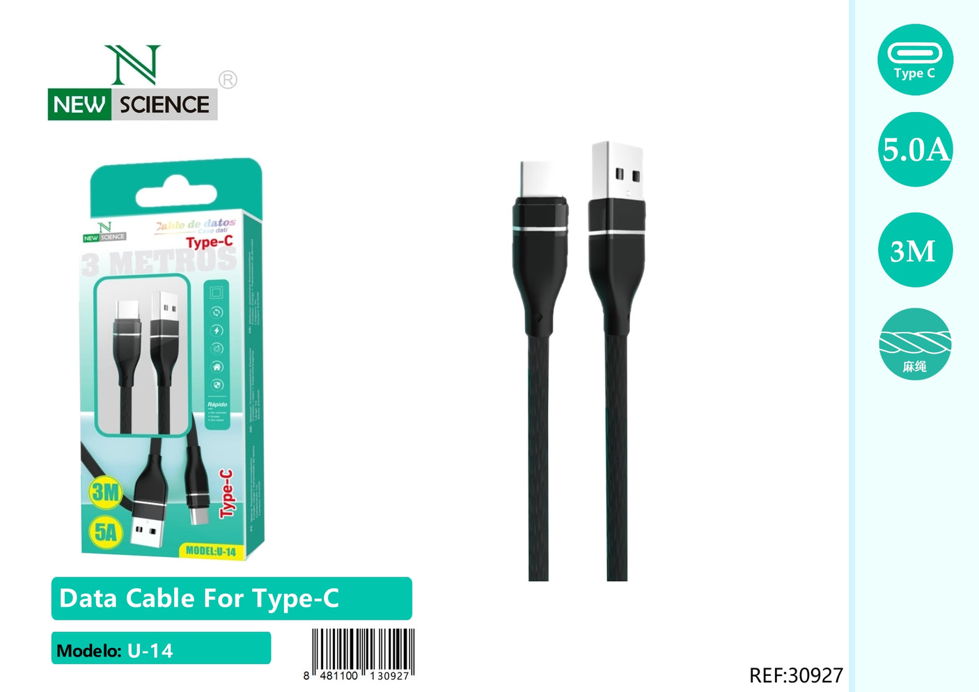 Cable USB a Type C 5A U-13