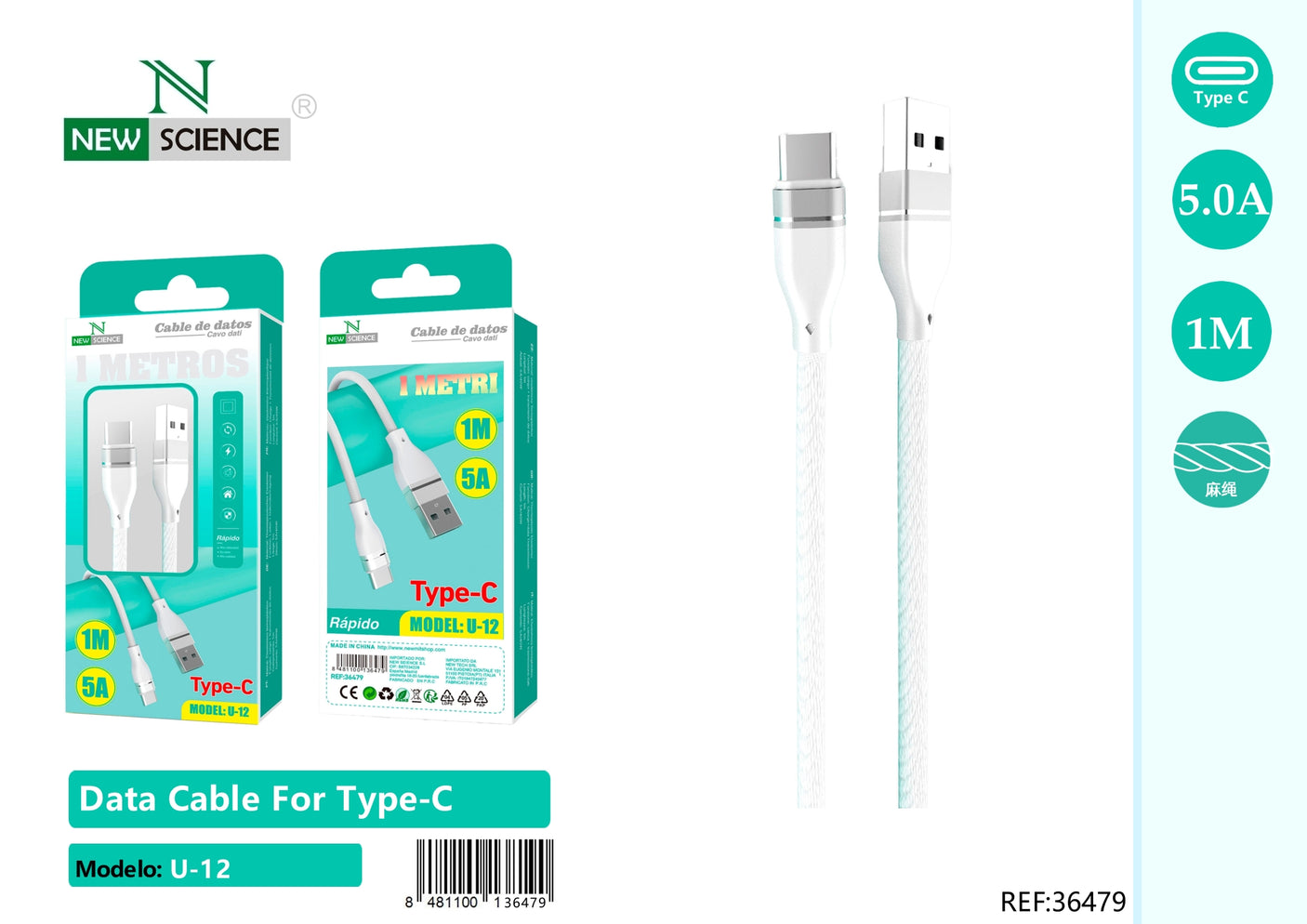 Cable USB a Type C 5A U-13