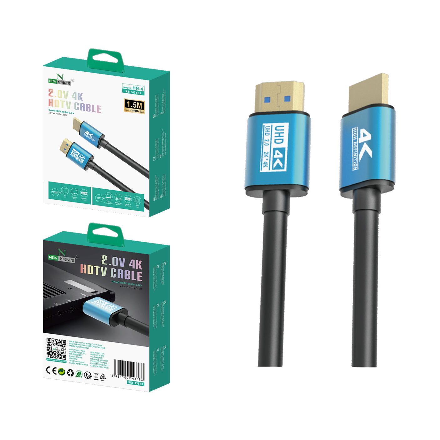 Cable HDMI Metalizado2.0V 1.5M Modelo HN-4