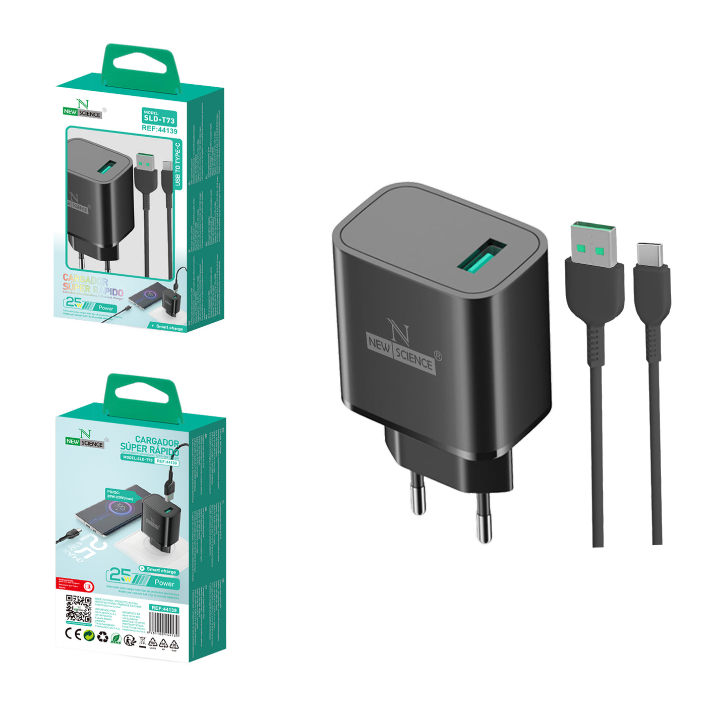 Cargador USB a Type C 25W SLD-T73