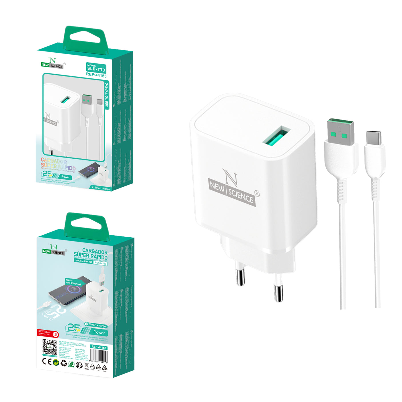 Cargador USB a Type C 25W SLD-T73