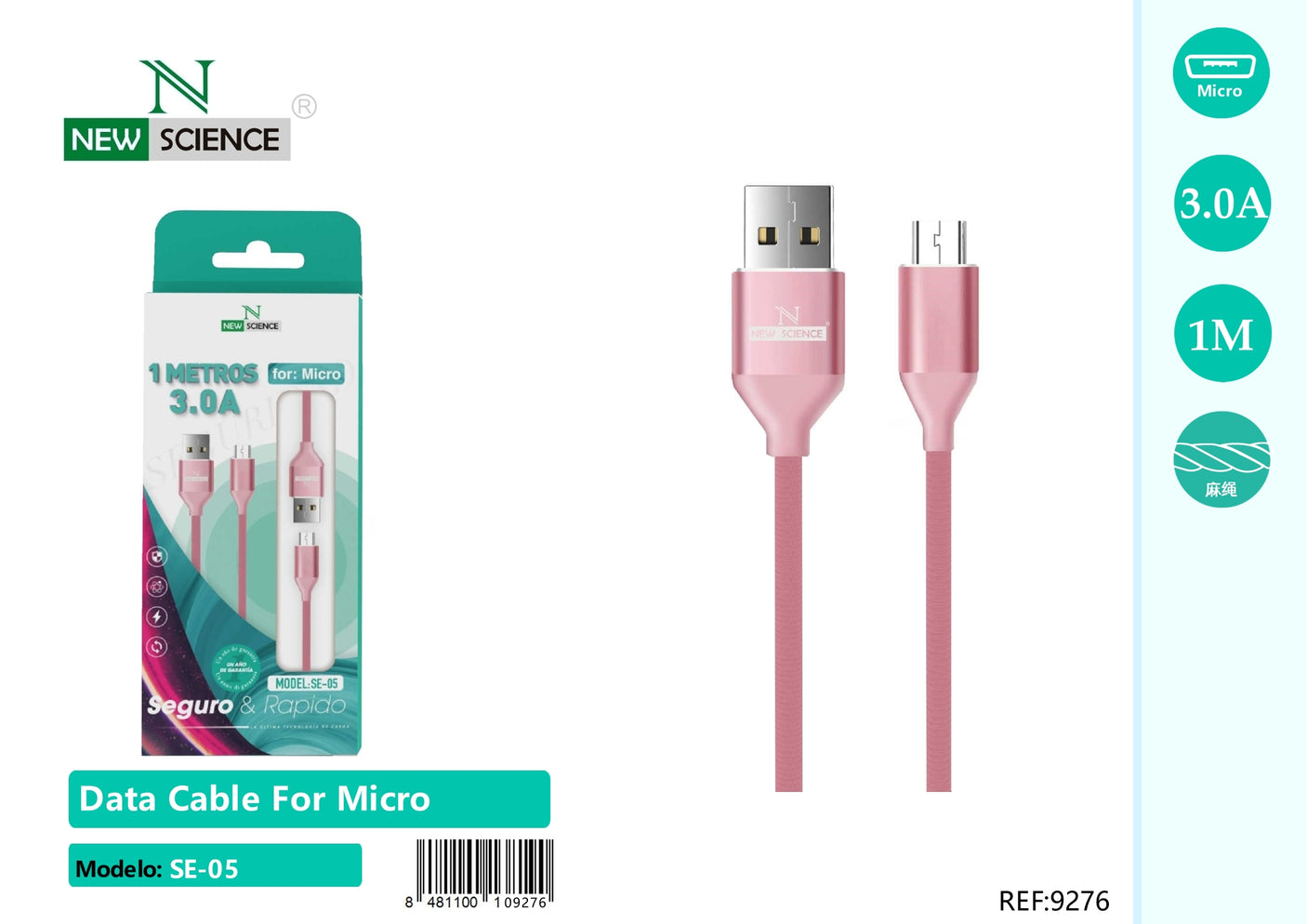 Cable USB a Micro 3A 1M SE-05