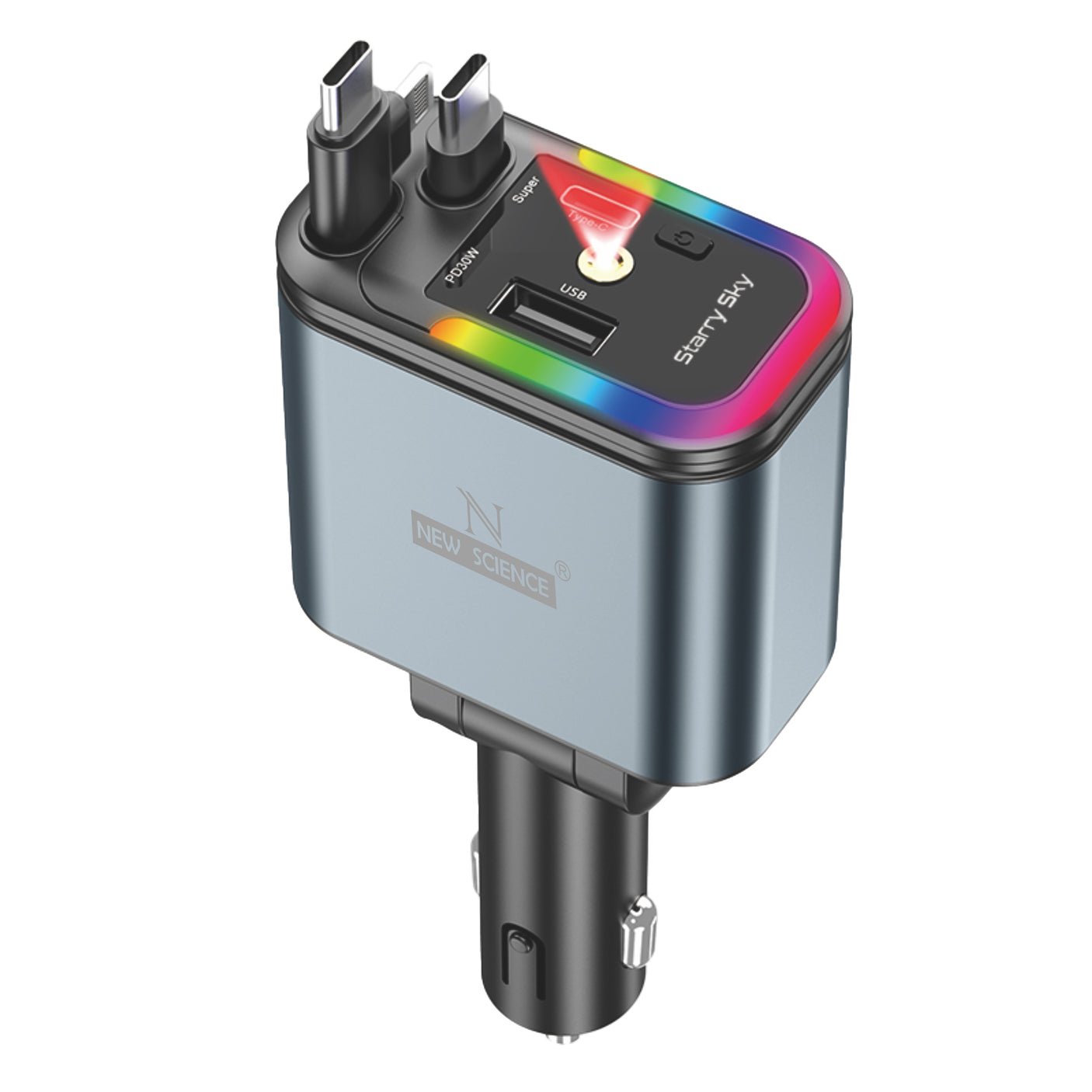 Cargador Coche 5en1 con Cables Retráctiles 120W LC-039