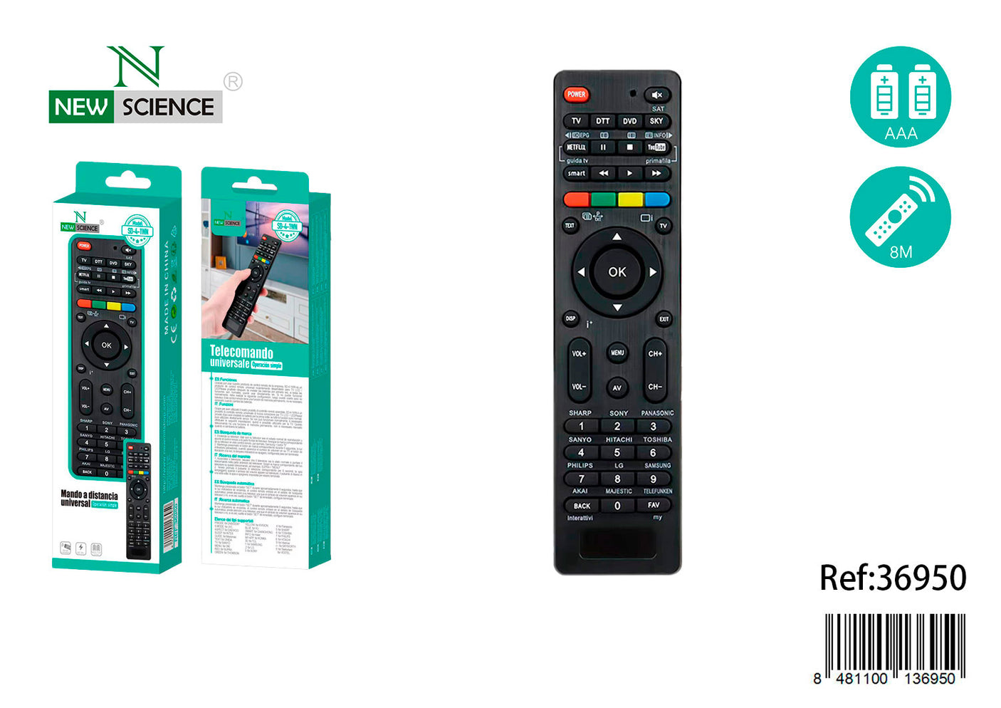 Mando Remoto TV a Distancia Universal SD-4-1WN