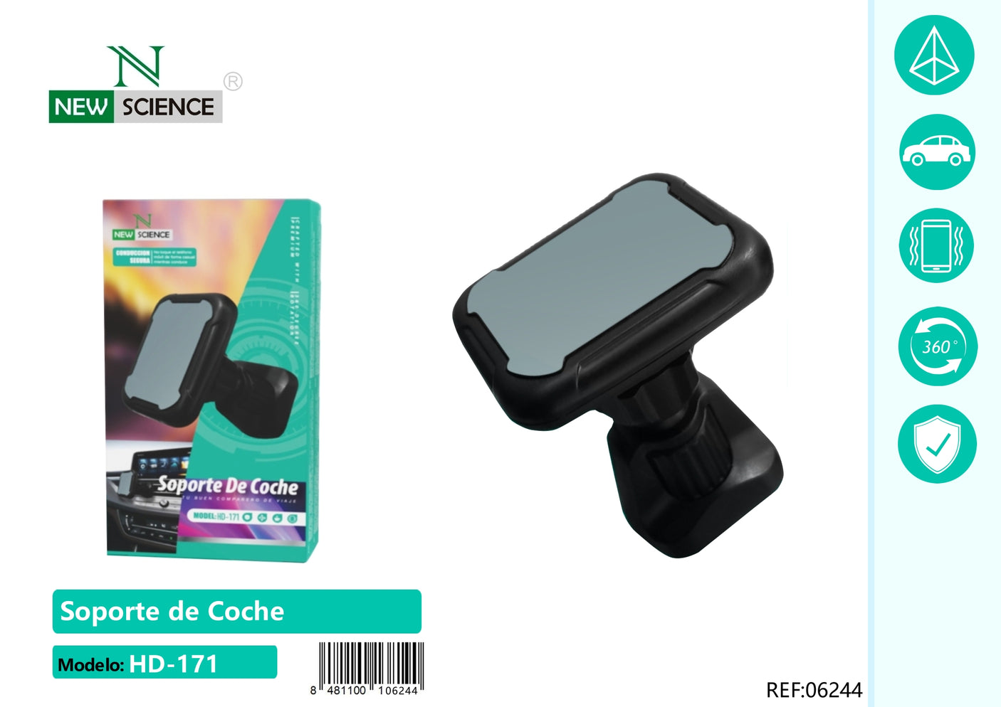 Soporte Coche Magsafe Magnéico 2en1 Rejilla AC + Pegatina Imán HD-170/HD-171