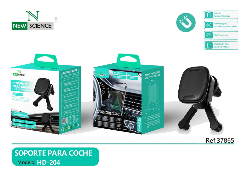 Soporte Coche con Imán y Triple Sujeción HD-204