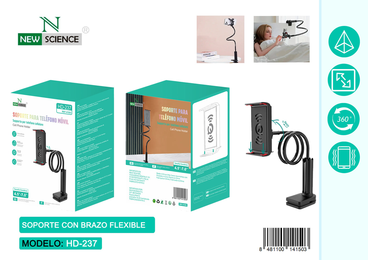 Soporte con Brazo Flexible Modelo HD-237