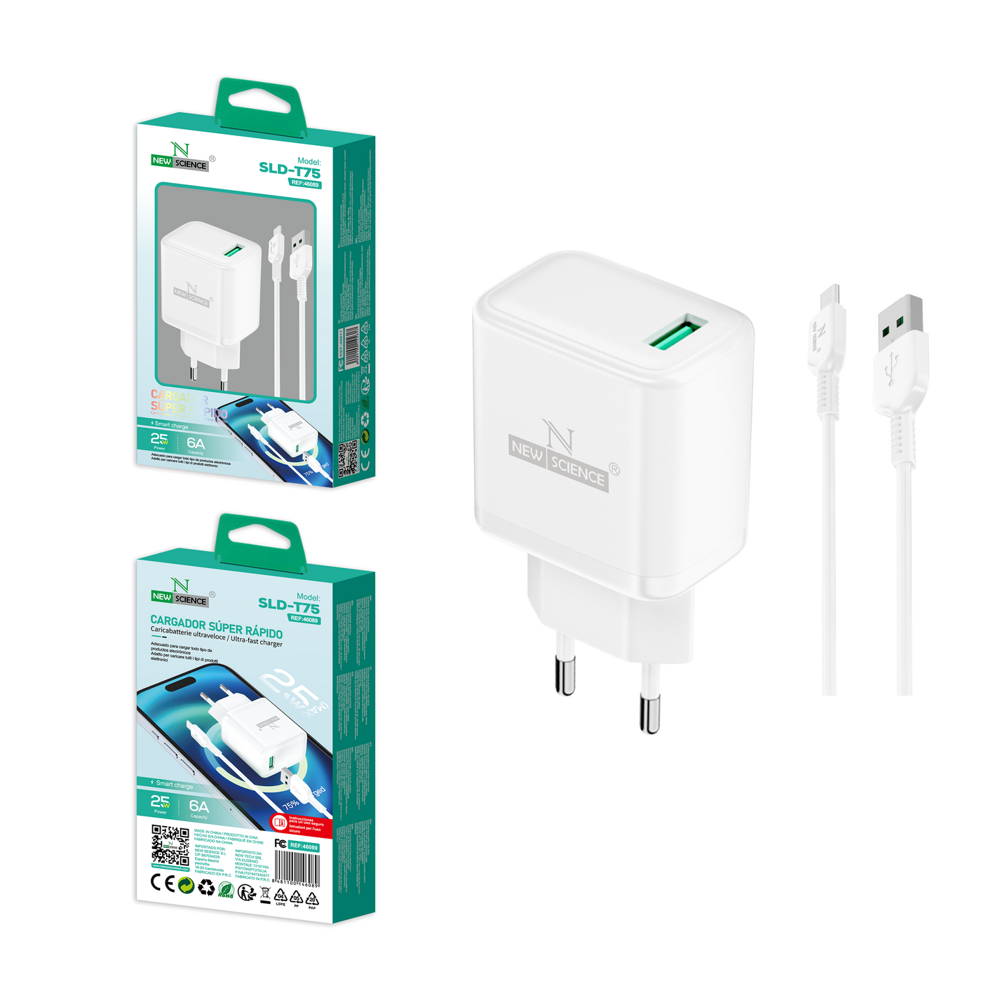 Carregador USB para Tipo C 25W/6A SLD-T75