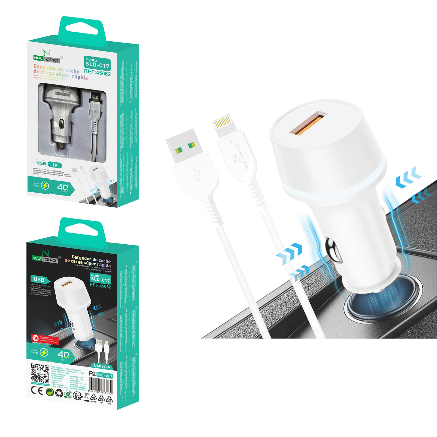 Cargador Coche USB-iPhone 40W SLD-C17