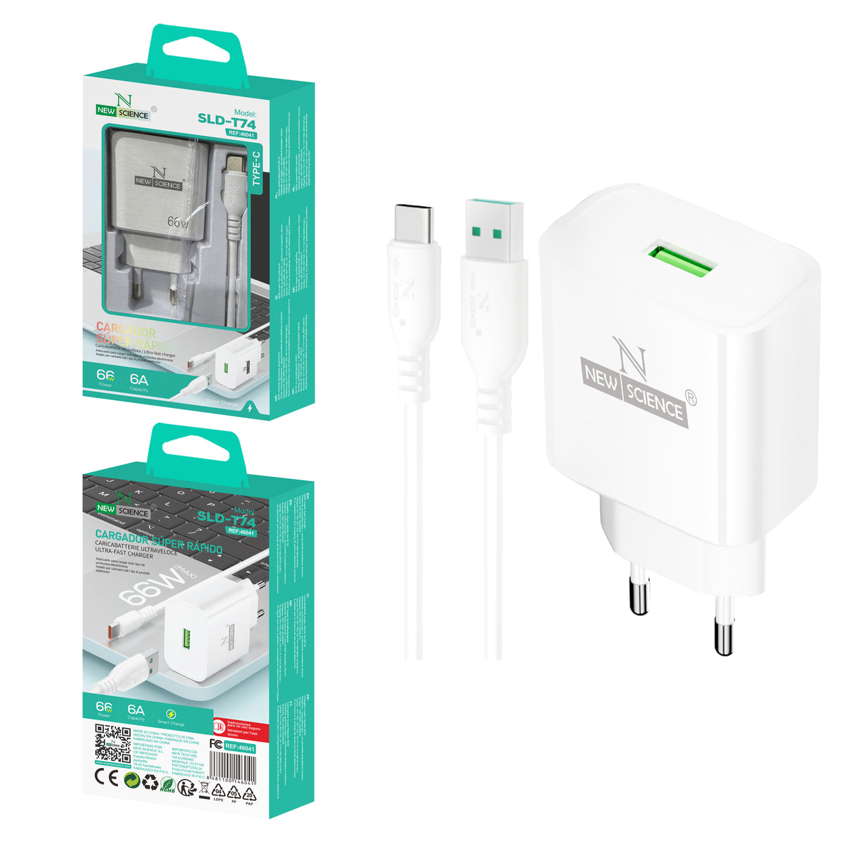 Cargador USB a Type C 66W/6A Modelo SLD-T74