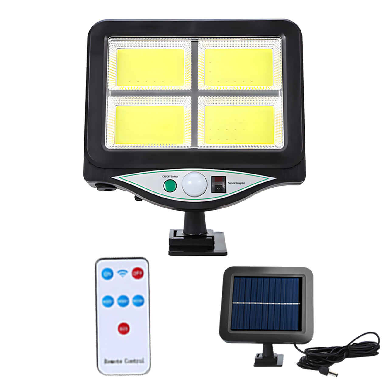 Lámpara Solar de Pared (con mando a distancia) Modelo BK-128-4COB