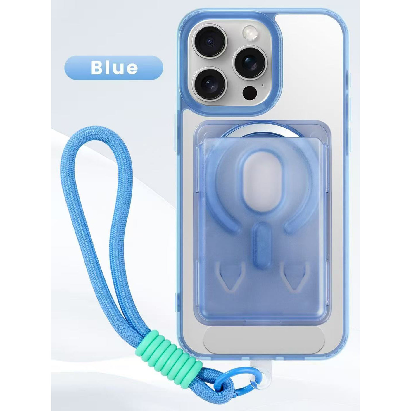 iPhone 15 Pro Max Funda magnética 3 en 1 con tarjetero y cuerda