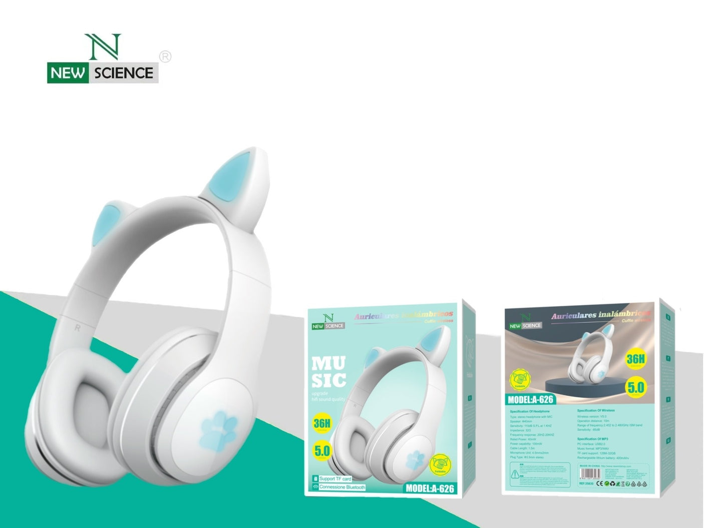 Cascos Inalámbricos Diseño Orejas Gato A-626