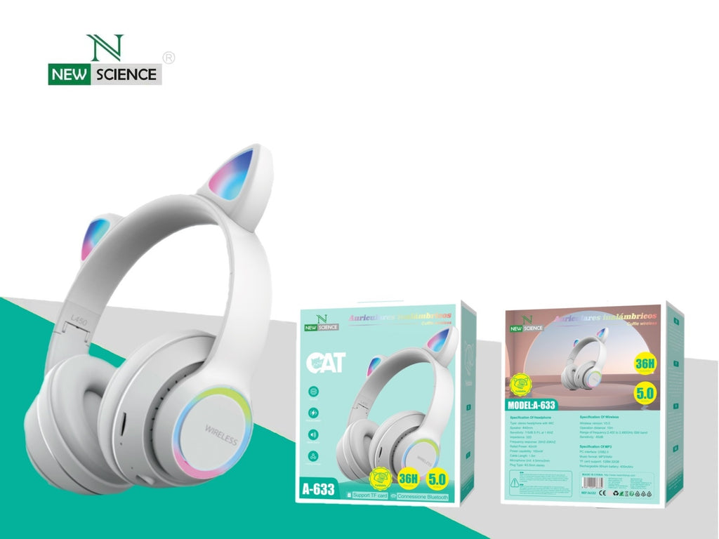 Cascos Inalámbricos Diseño Orejas Gato A-633