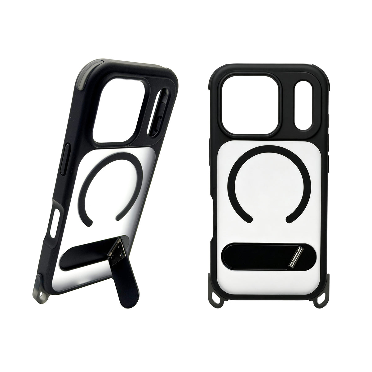 iPhone 17 Carcasa MagSafe Reforzada con Soporte y Agujeros para Cordón