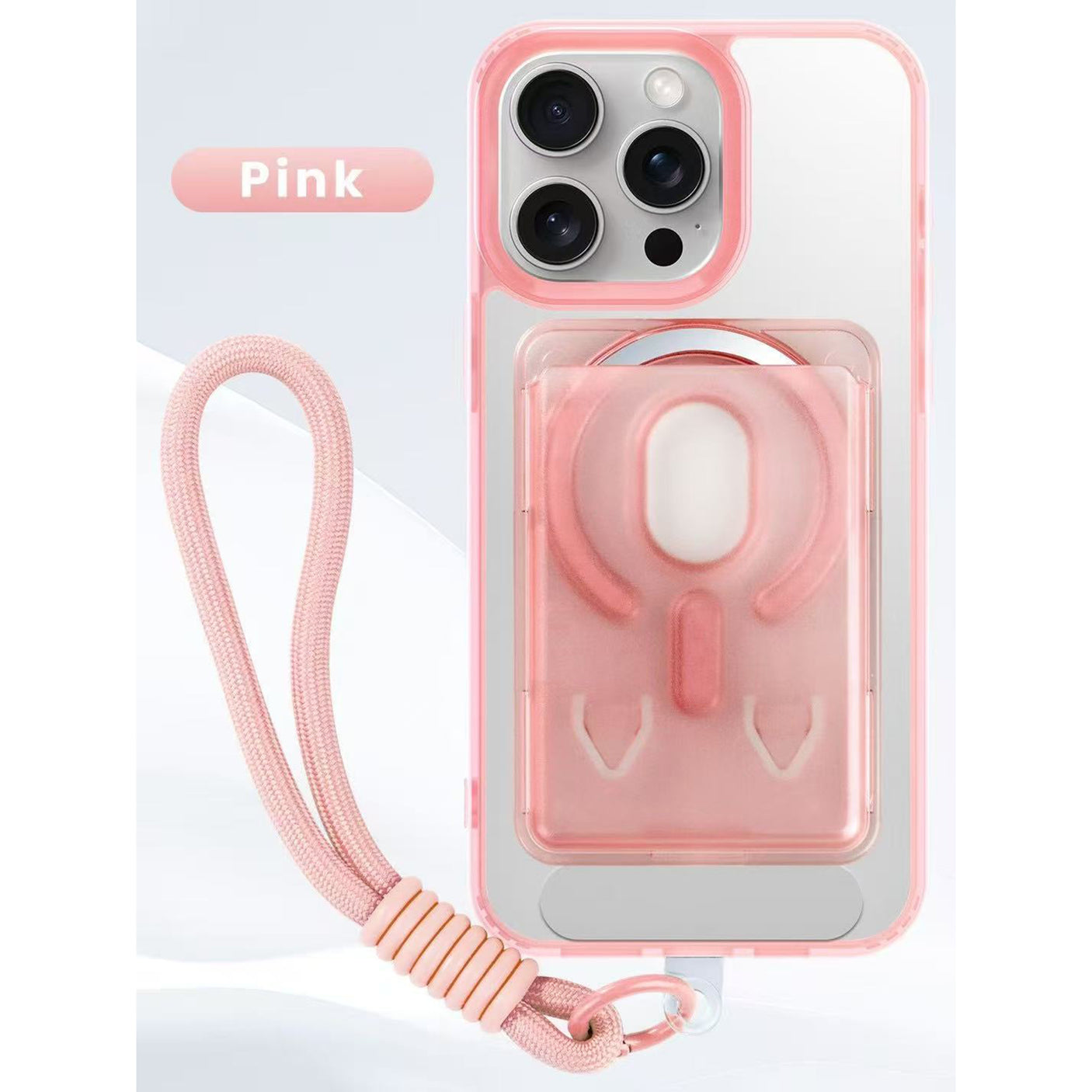 iPhone 15 Pro Max Funda magnética 3 en 1 con tarjetero y cuerda