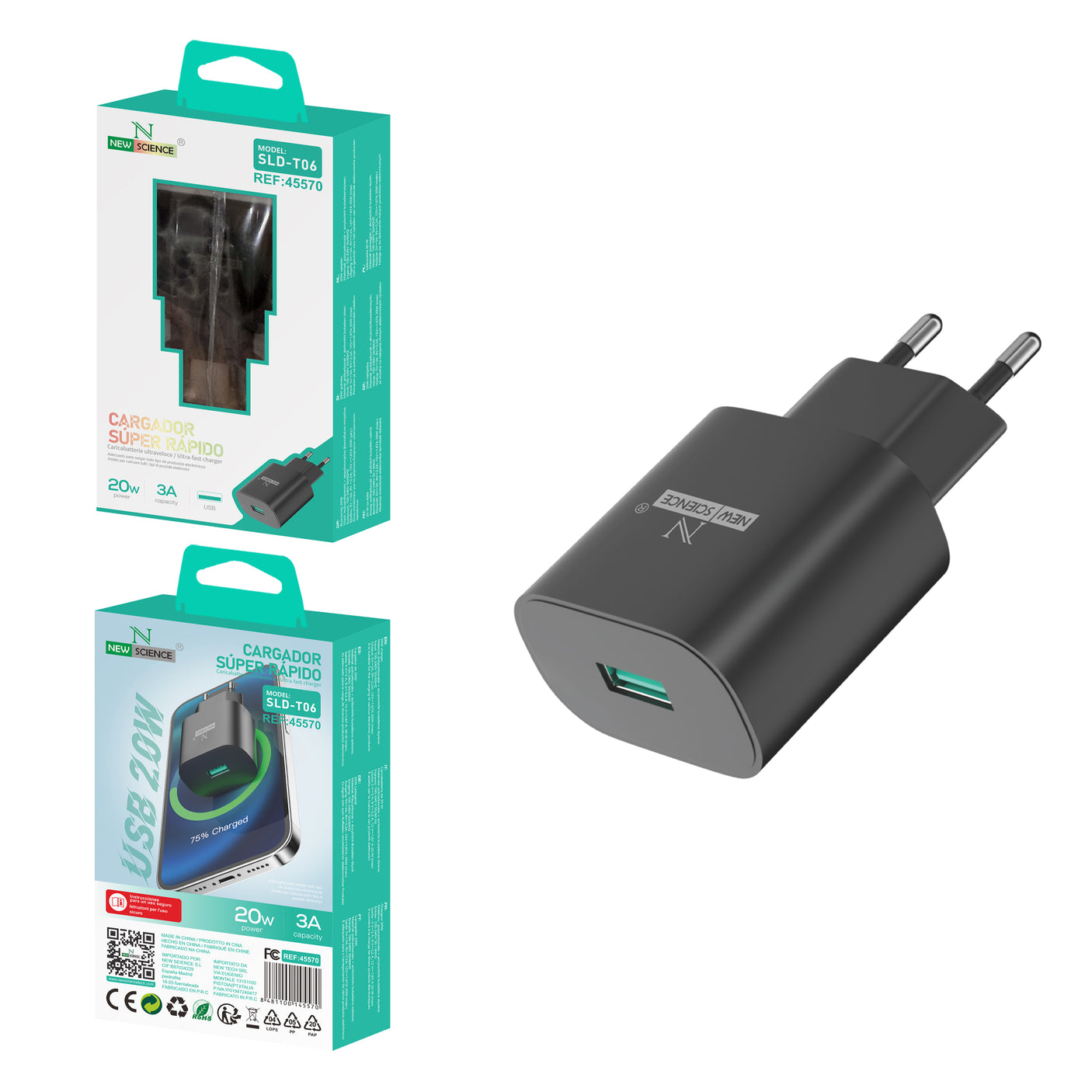 Enchufe USB 20W/3A SLD-T06