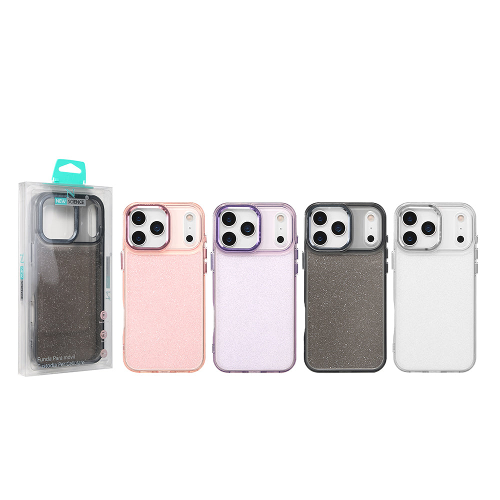 iPhone 17 Funda transparente con purpurina delicada