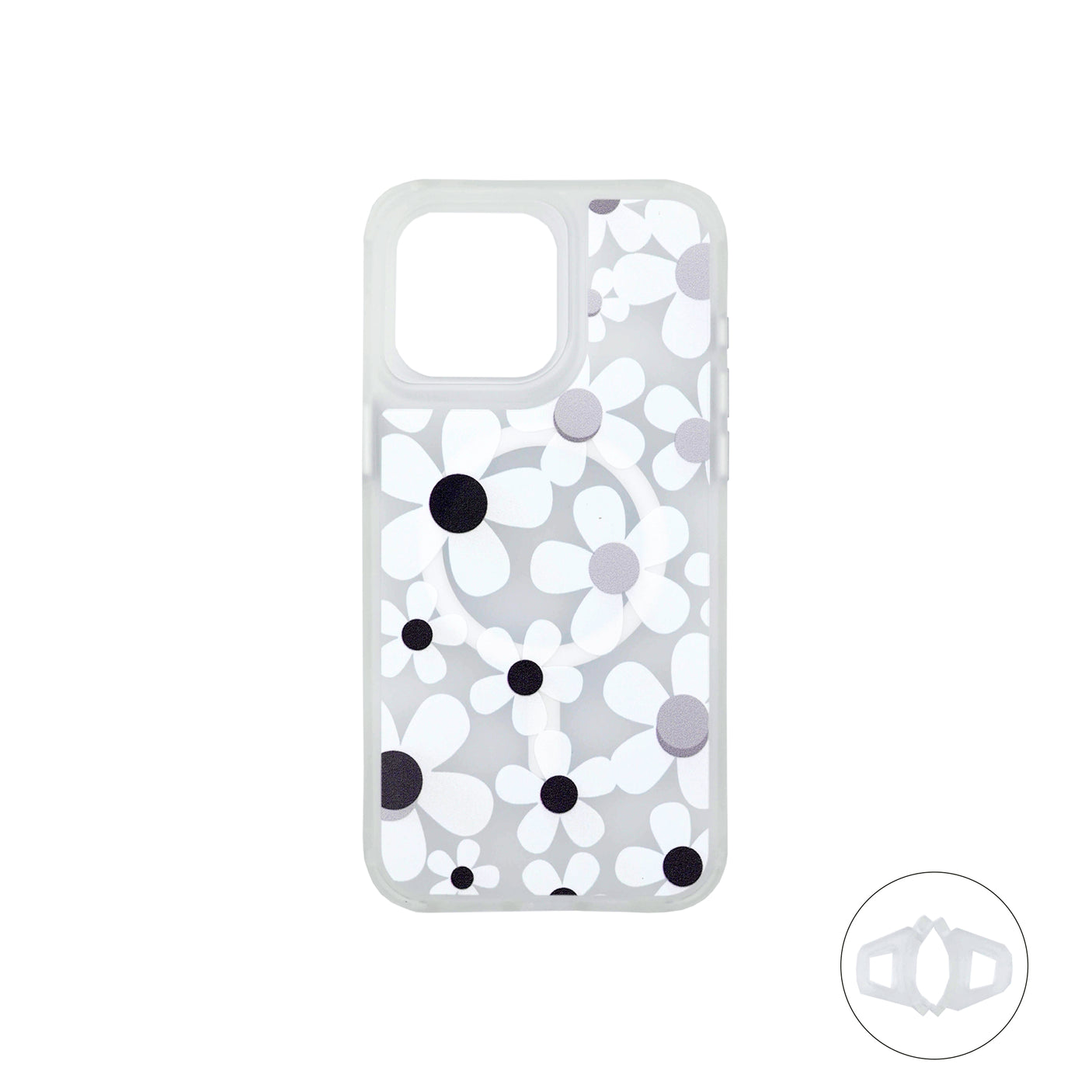 iPhone 16 Pro Funda floral mate transparente