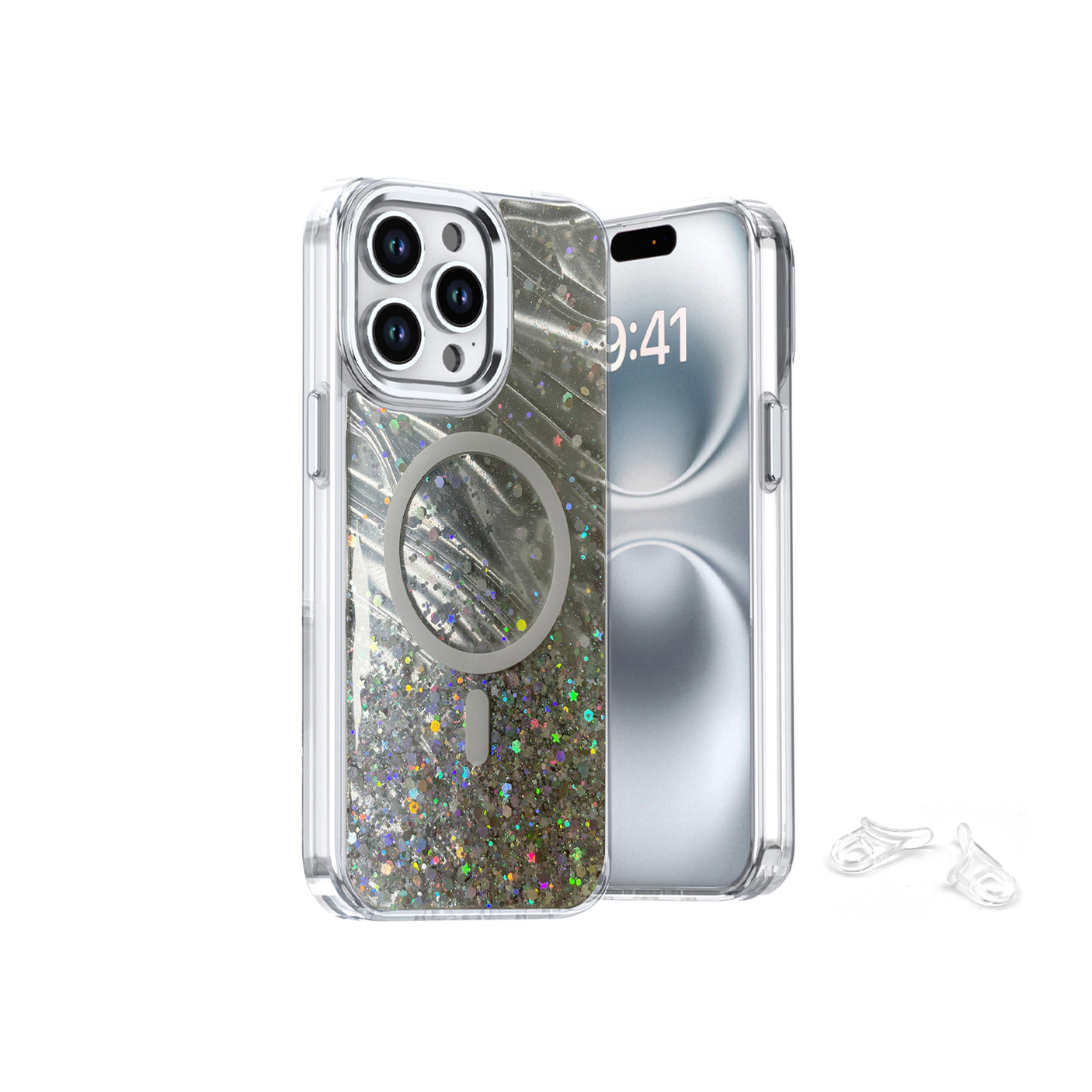 iPhone 15 Pro Carcasa Purpurina Estampada con Magsafe