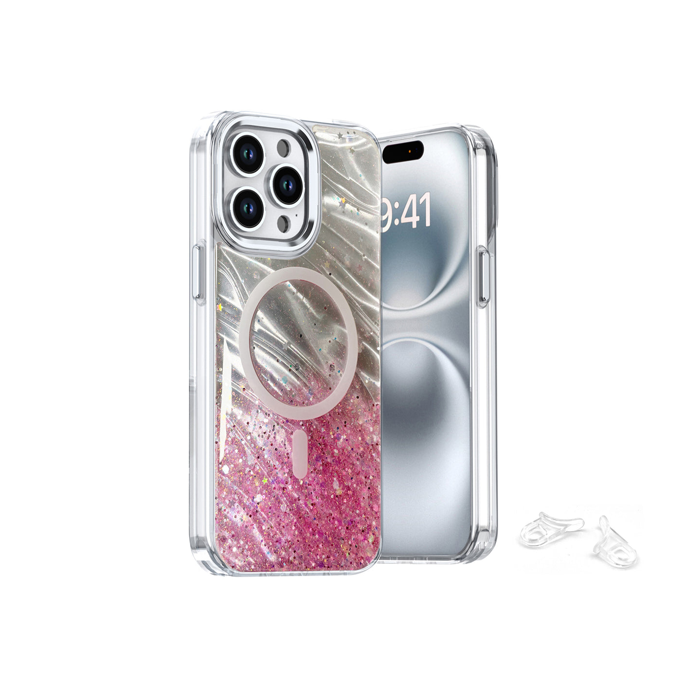 iPhone 15 Pro Carcasa Purpurina Estampada con Magsafe
