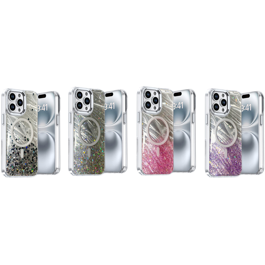 iPhone 16 Carcasa Purpurina Estampada con Magsafe (Mix 4 uds)