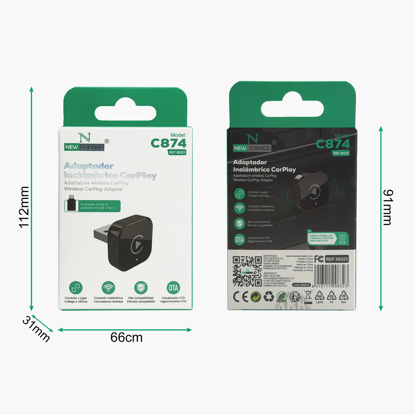 Adaptador Inalámbrico CarPlay C874