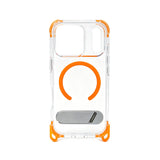 iPhone 17 Carcasa MagSafe Transparente Reforzada con Soporte y Agujeros para Cordón