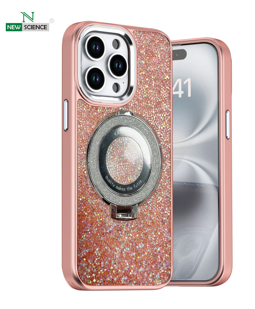 Redmi 14C Carcasa Purpurina con Soporte Anillo Magsafe