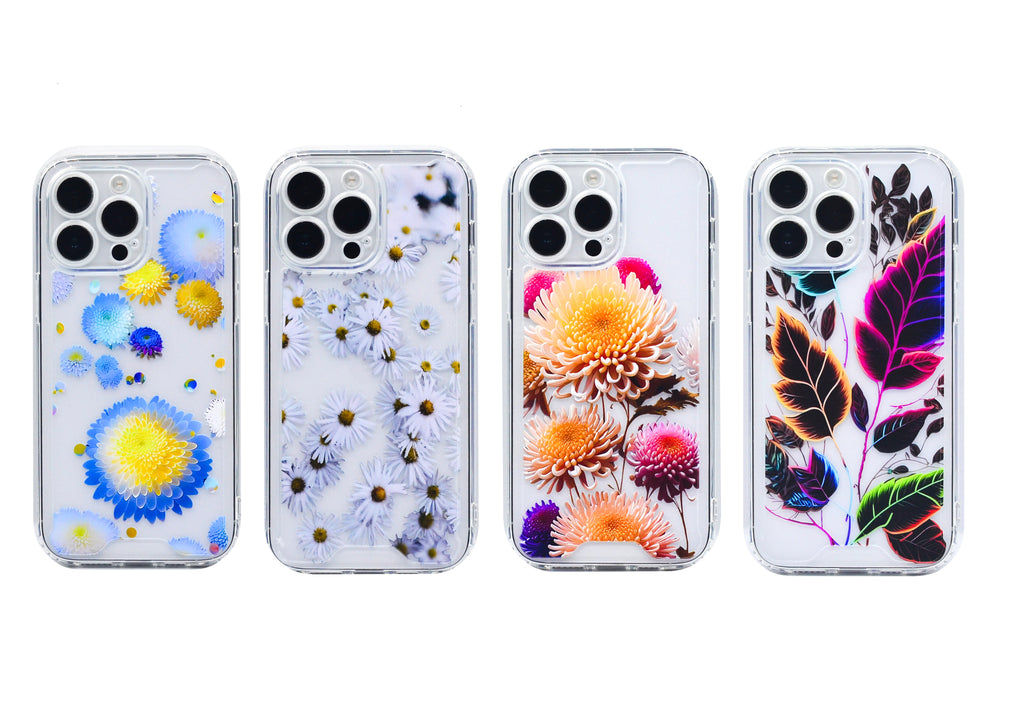 iPhone 14 Carcasa Reforzada con Diseño Floral (Mix 4 uds)