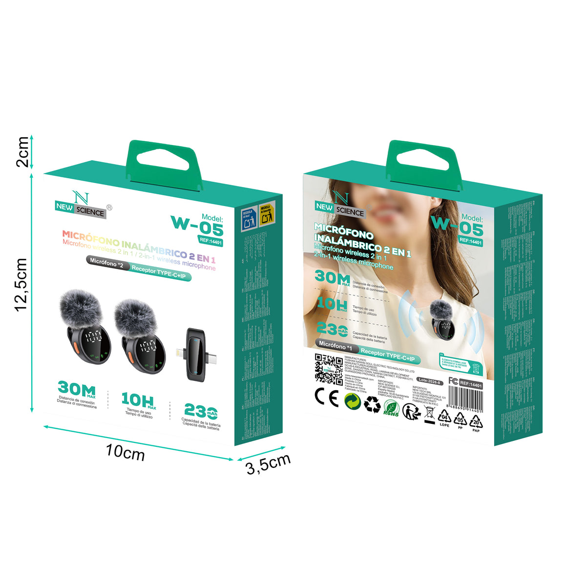 Micrófonos Inalámbricos(x2) con Reducción de Ruido W-05