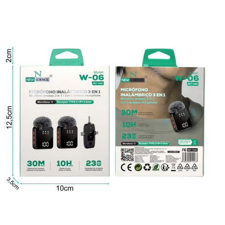 Micrófonos Inalámbricos(x2) con Reducción de Ruido W-06