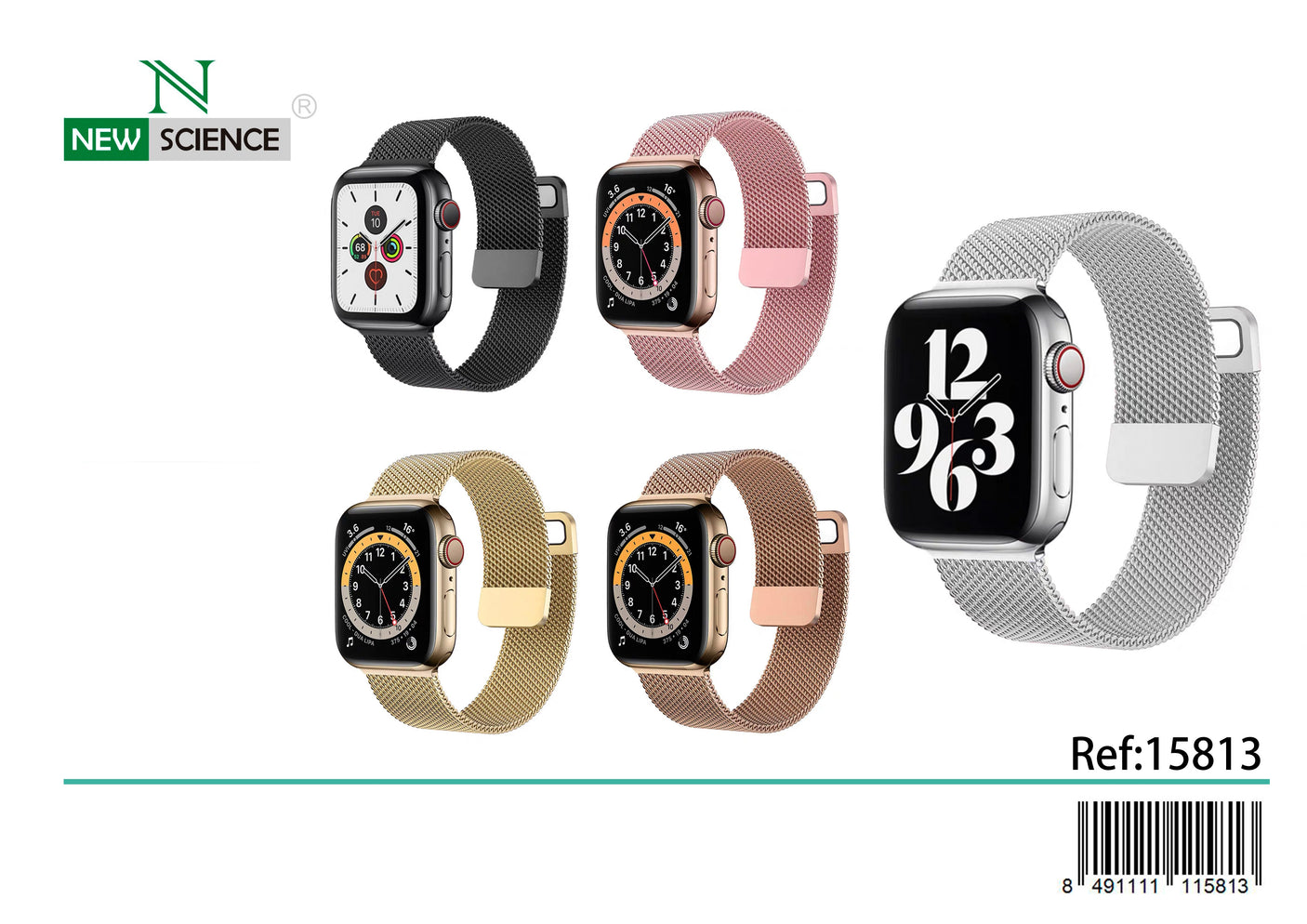 22mm Universal Metal Smartwatch Strap with Magnet