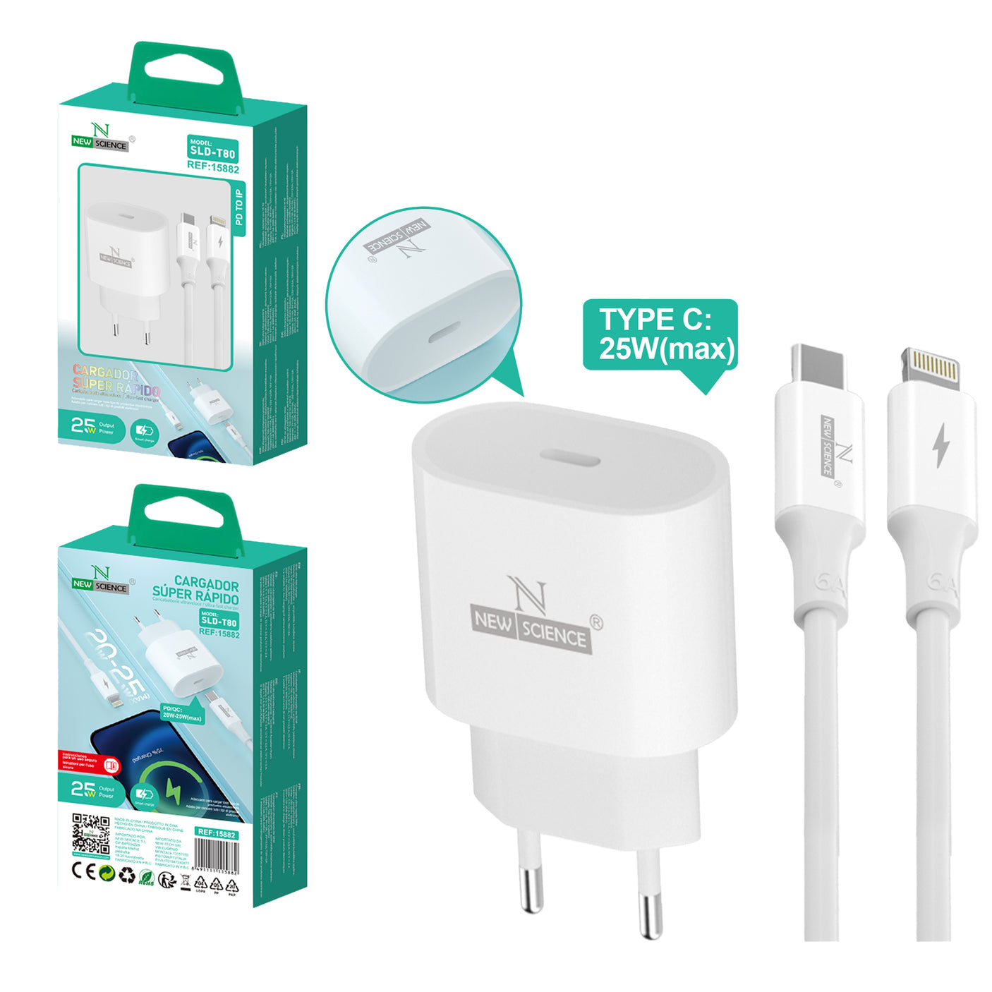 Cargador PD USB-C para iPhone 25W SLD-T80