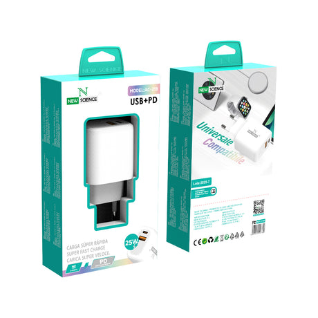Enchufe 2 Puertos USB-C+USB 25W Modelo: AC-219