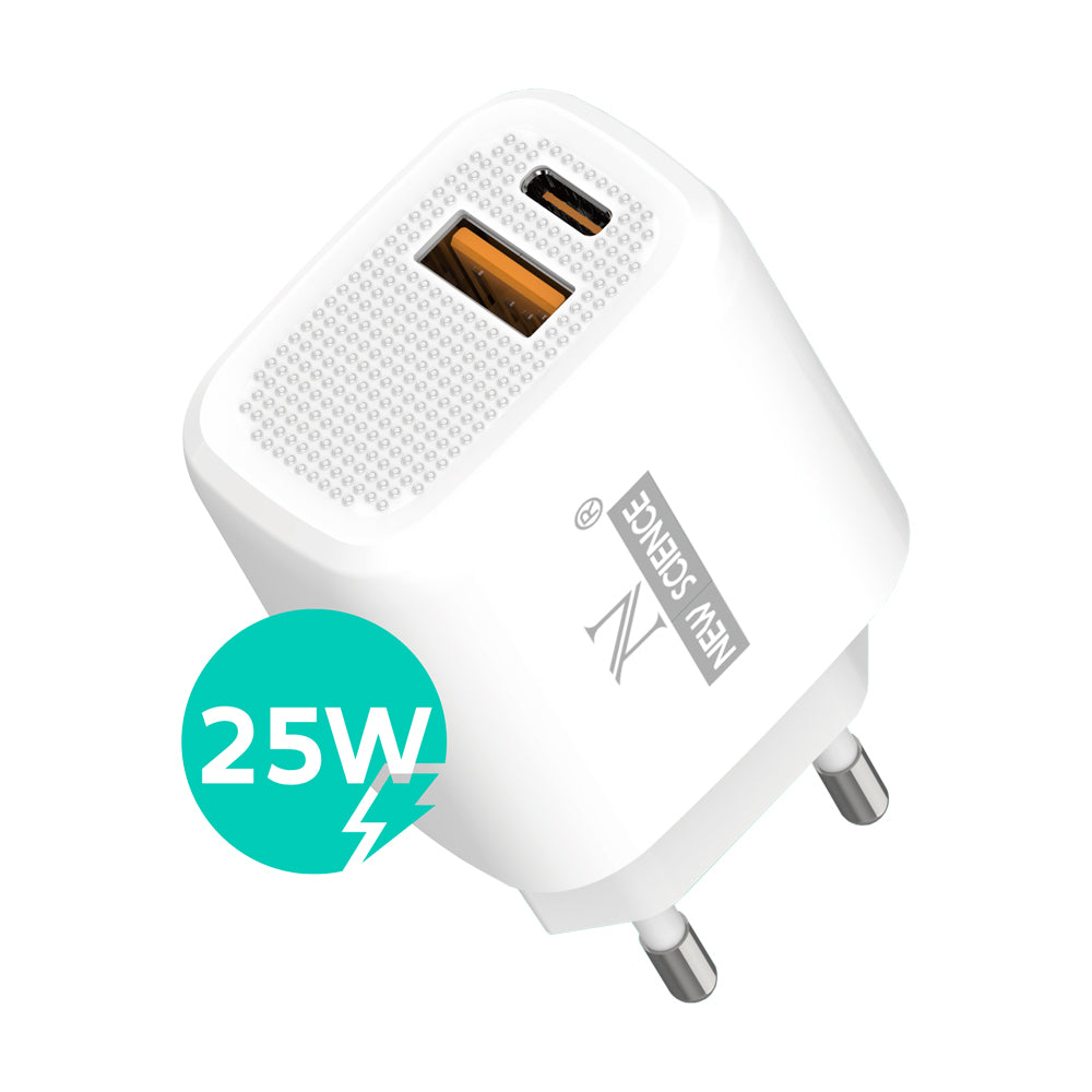 Enchufe 2 Puertos USB-C+USB 25W Modelo: AC-219