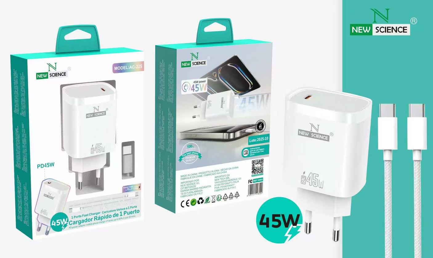 Cargador PD USB-C a Type C 45W AC-225