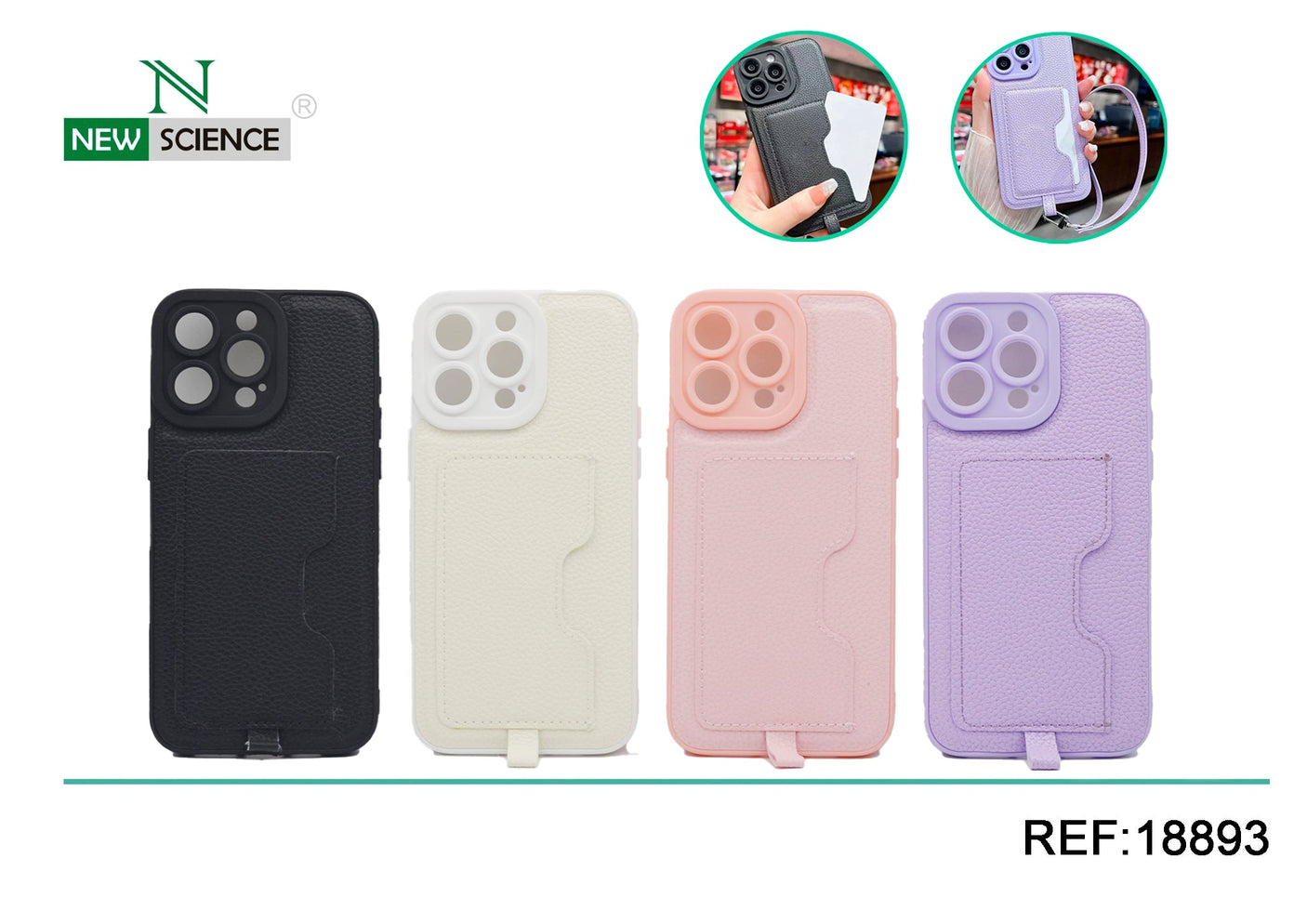 iPhone 15 Plus Case with Card Holder and Strap