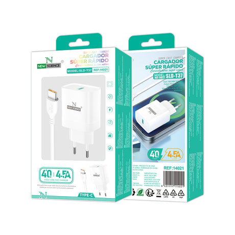 Cargador USB para Type C 40W/4.5A SLD-T37