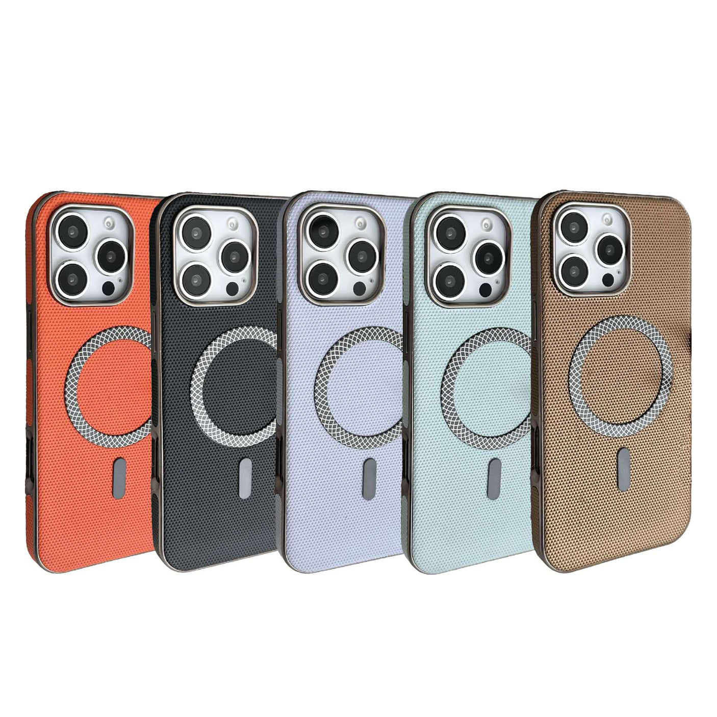Funda de Teléfono iPhone 15 Pro Max con Textura de Tela y Carga Magnética