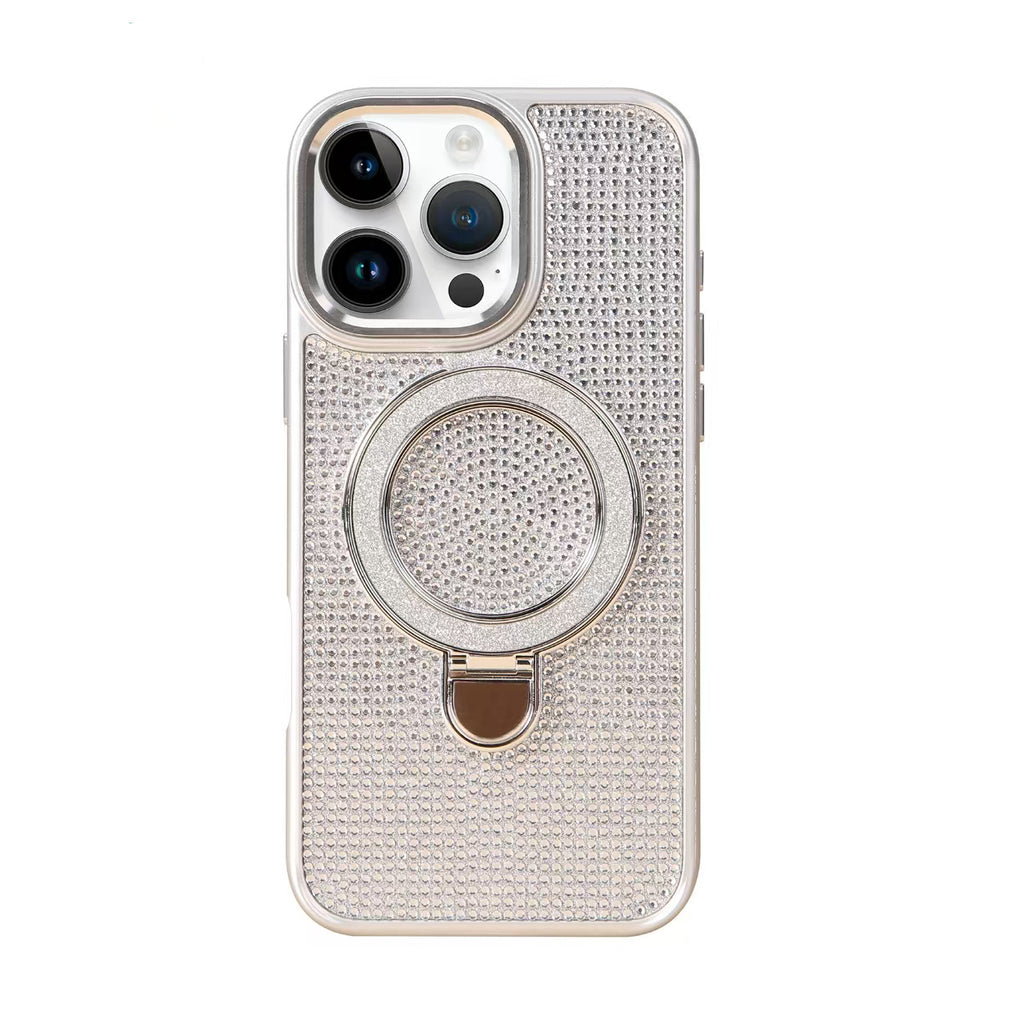 iPhone 17 Carcasa Brillante de Diamantes con Anillo Soporte