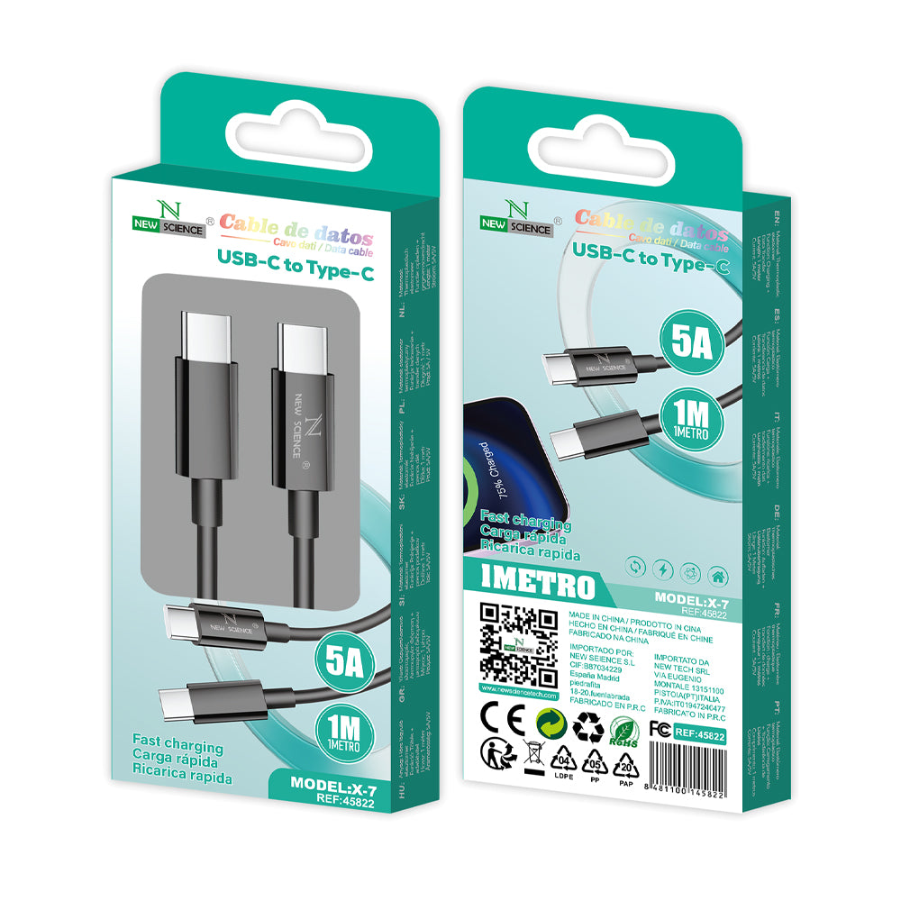 Cable PD USB-C a Type C 5A X-7