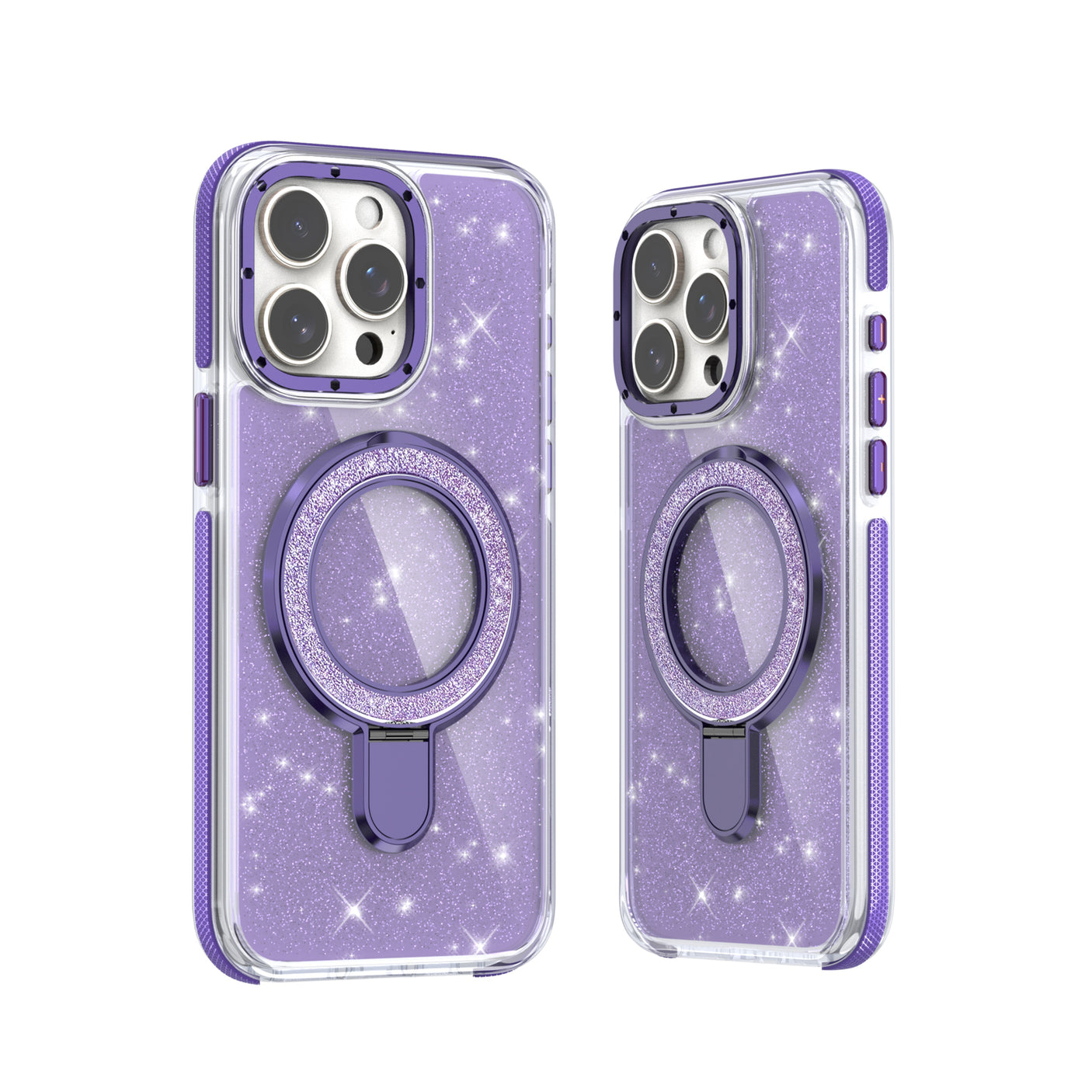 iPhone 16 Plus Glitter Magsafe Case with Foldable Ring Holder