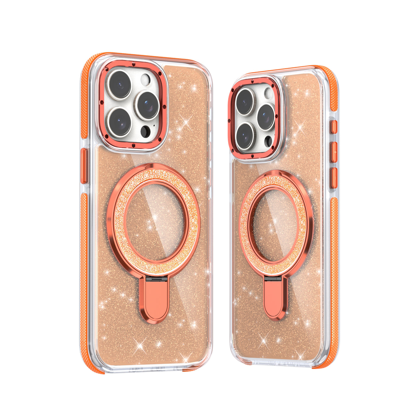 iPhone 16 Plus Glitter Magsafe Case with Foldable Ring Holder