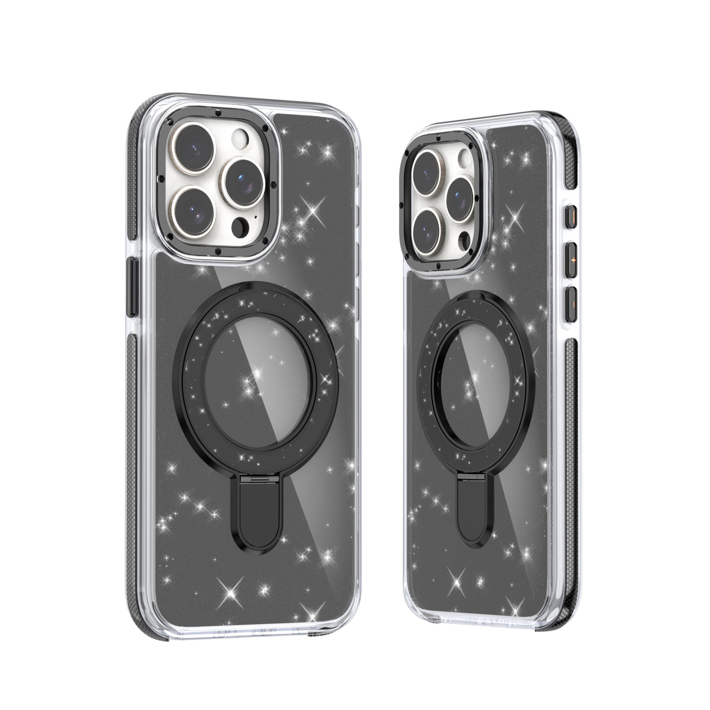 iPhone 16 Pro Glitter Magsafe Case with Foldable Ring Holder