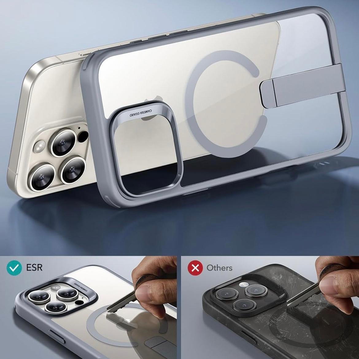 Funda Transparente iPhone 15 con Soporte y MagSafe