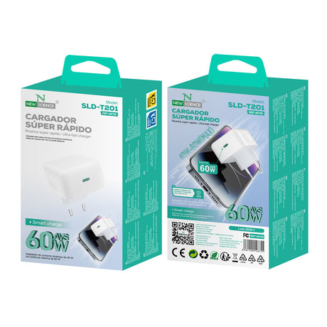 Enchufe Adaptador PD USB-C 60W AVS SLD-T201