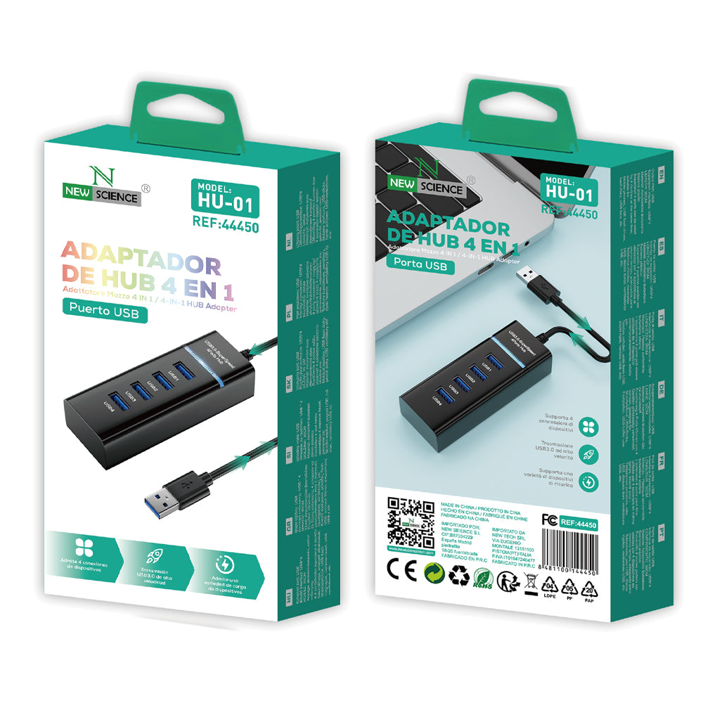 Adaptador HUB 4EN1 USB A USB 3.0 HU-01